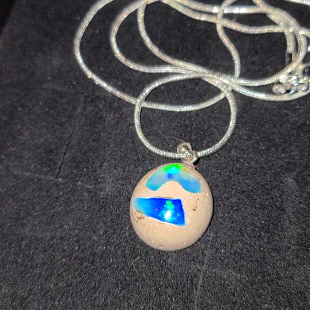 ***SOLD*Rare Electric Blue Mexican Cantera Opal Necklace- All Sterling Silver 🩵